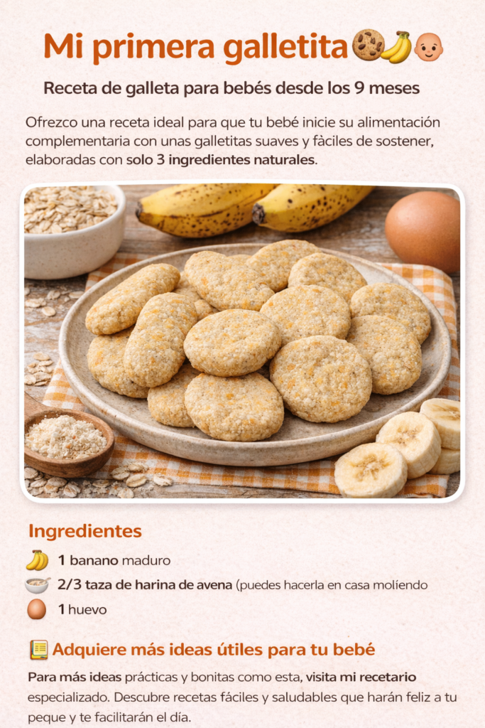 Galletas de banano y avena para bebés