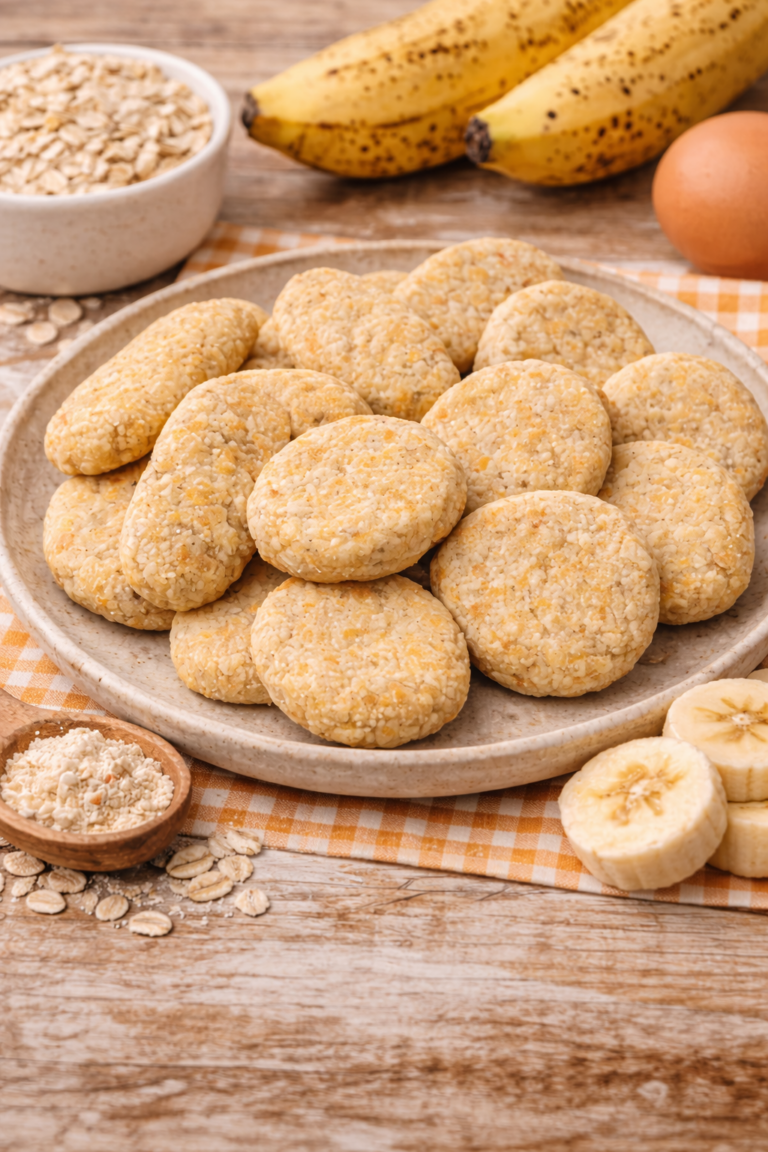 Galletas de banano y avena para bebés