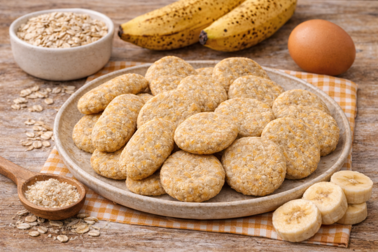 Galletas de banano y avena para bebés